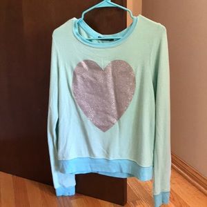 Wildfox Sparkle Heart Sweater Baggy Beach Jumper